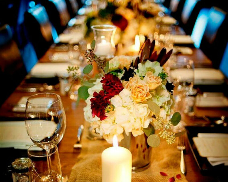 Floral Centerpiece on Table — White, Elegant