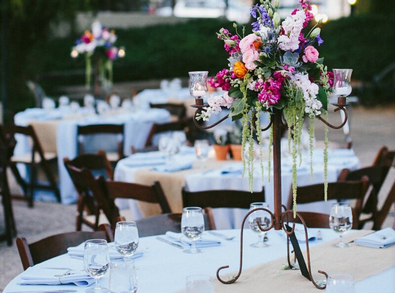 Floral Centerpiece on Table — White