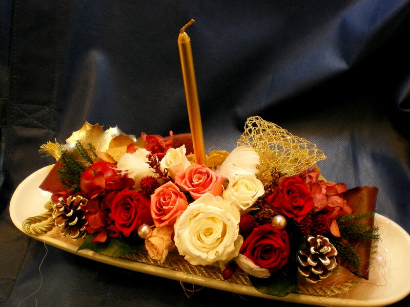 Floral Centerpiece with Candle
