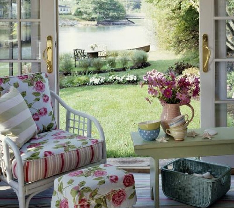 Floral Chair by Lake