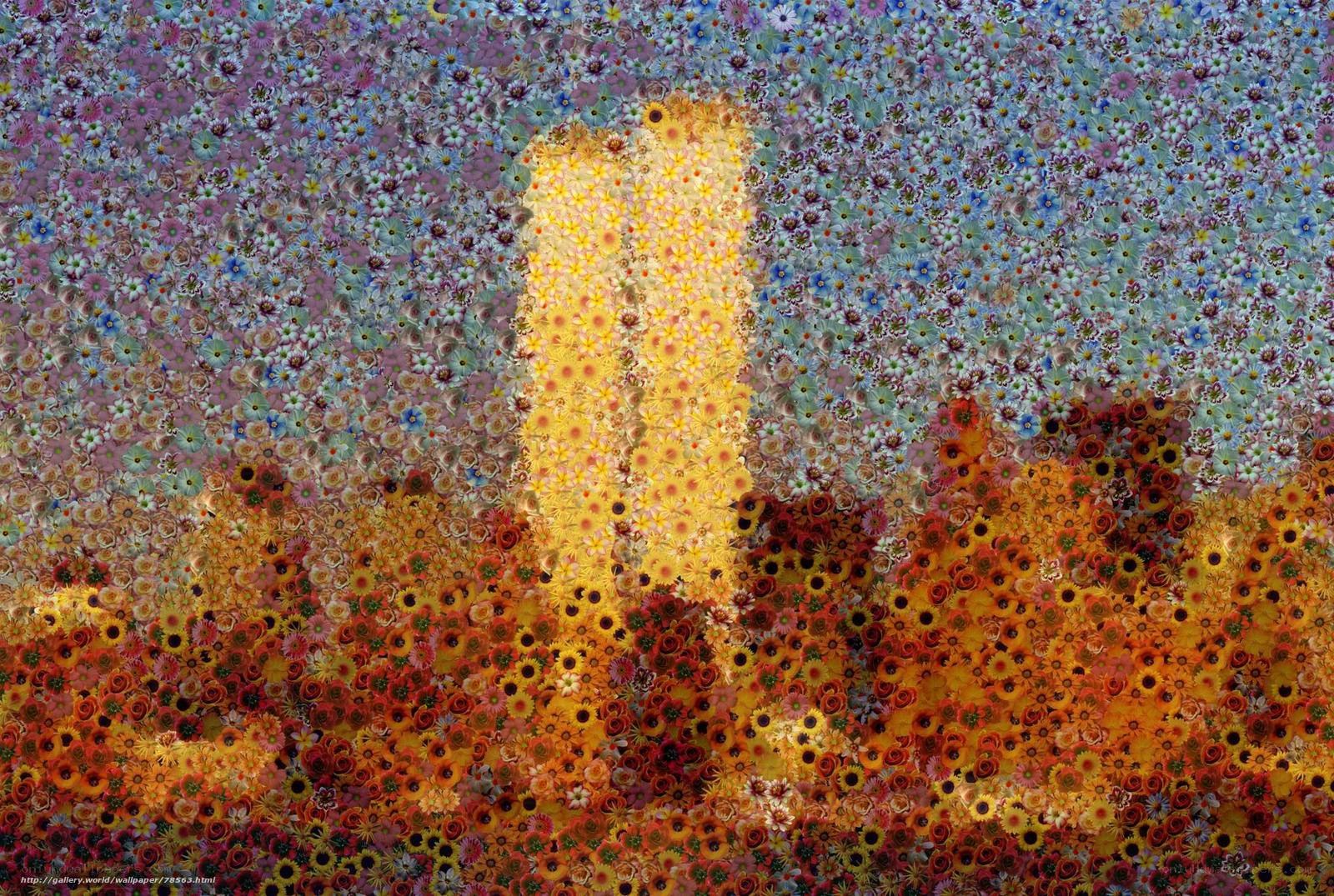 Floral cityscape mosaic