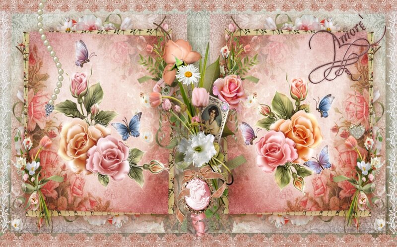 Floral Collage with Butterflies
