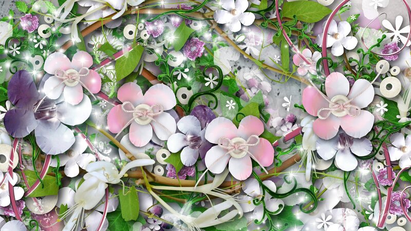 Floral Collage with Buttons