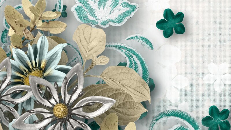 Floral Collage with Metal Flower