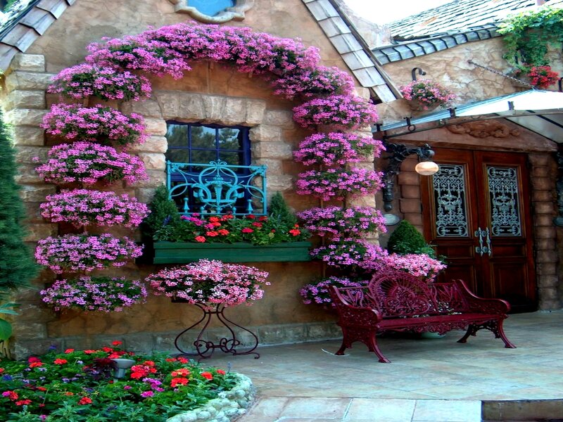Floral cottage entrance