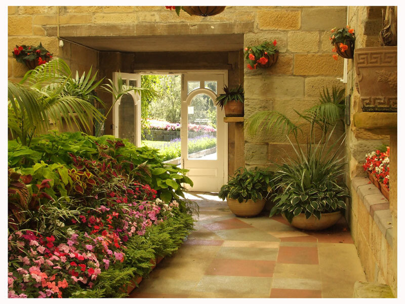 Floral courtyard entrance