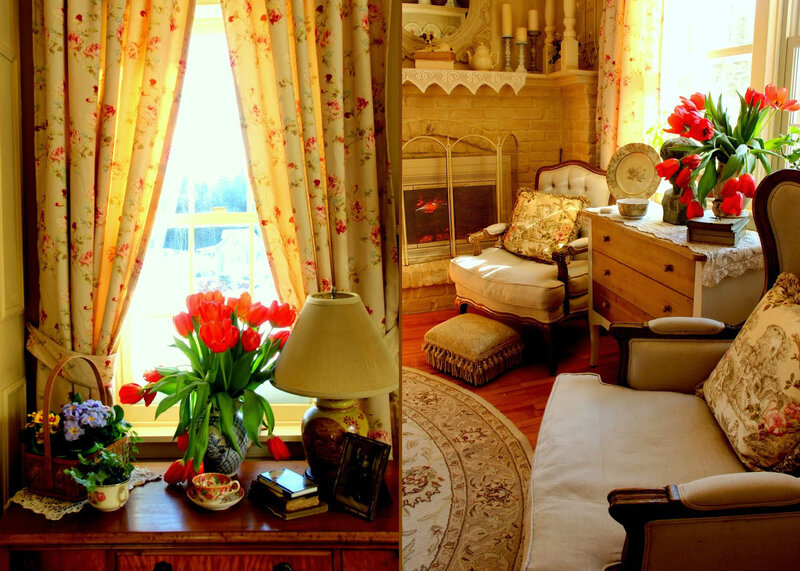Floral Curtains and Tulips