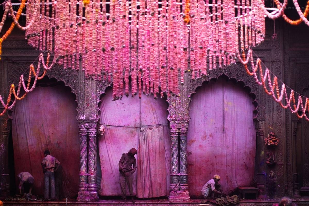 Floral decorations at a temple