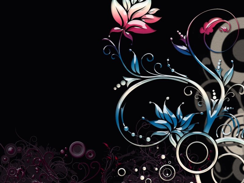 floral design on black background