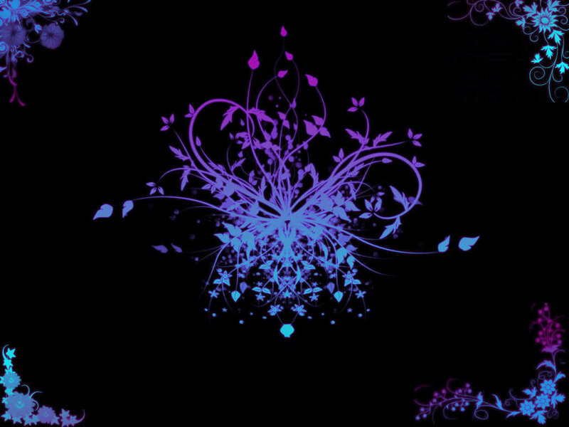 Floral Design on Black — Purple