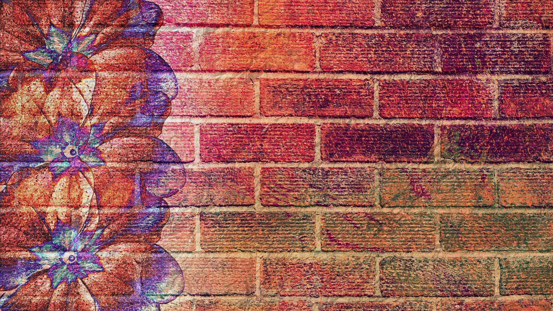 floral design on brick wall