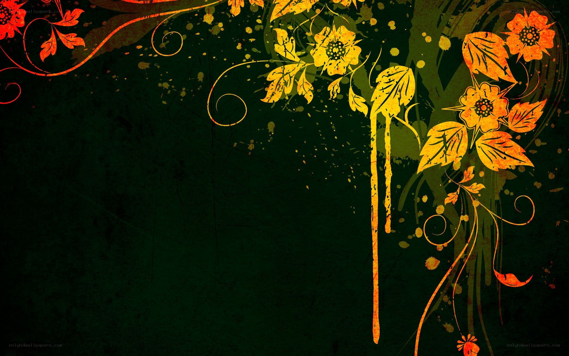 floral design on dark background