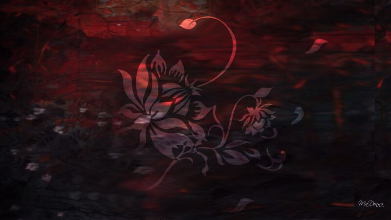 Floral Design on Dark Background — Red
