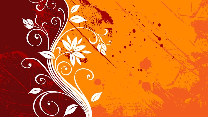 floral design on orange background