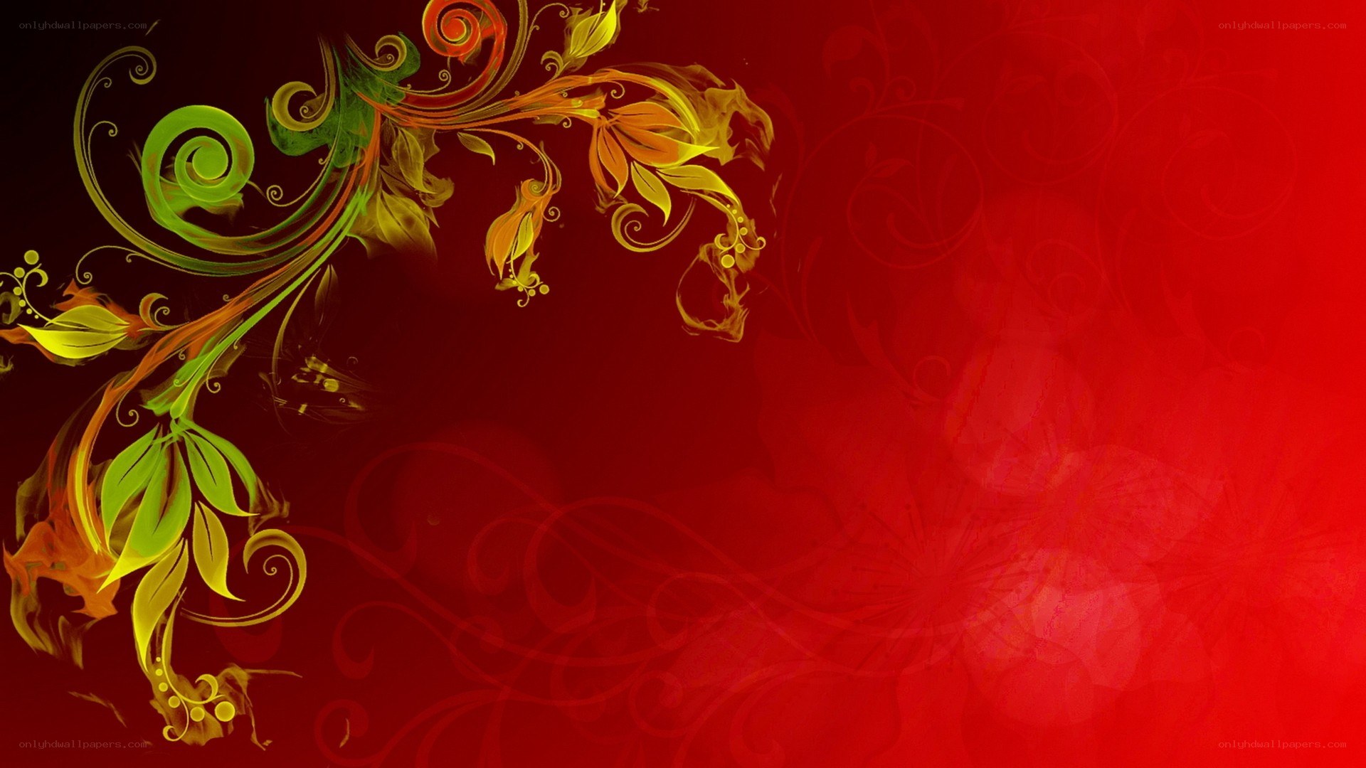 floral design on red background