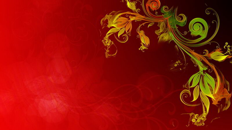 Floral Design on Red Background — Vibrant