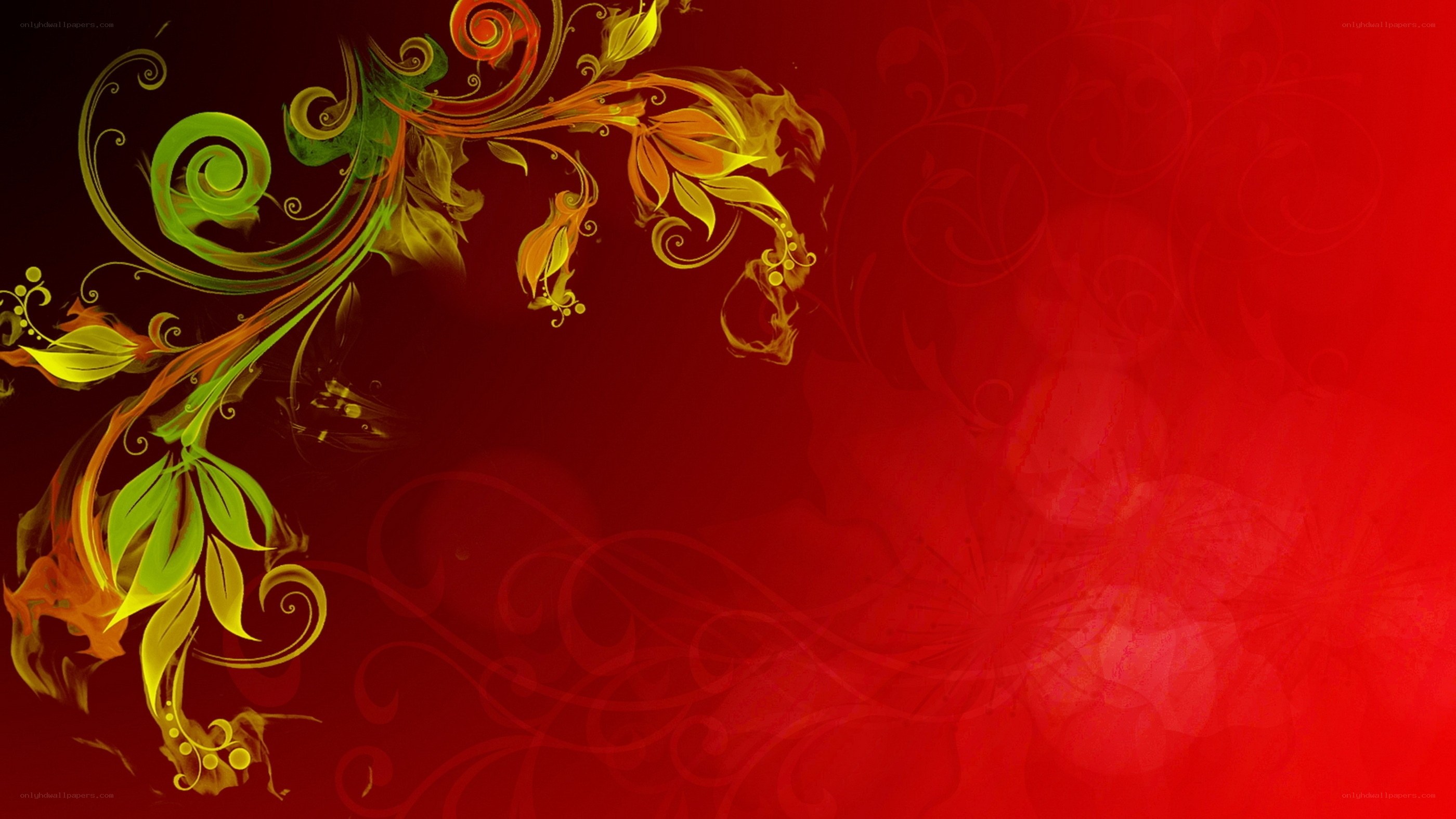 floral design on red background