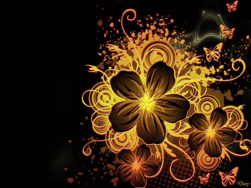 Floral Design with Butterflies — Black, Dramatic