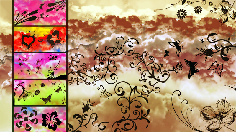 Floral Design with Butterflies — Brown