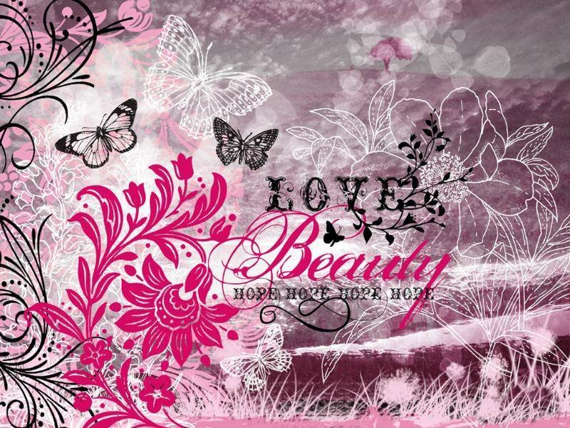 Floral Design with Butterflies — Pink, Dreamy