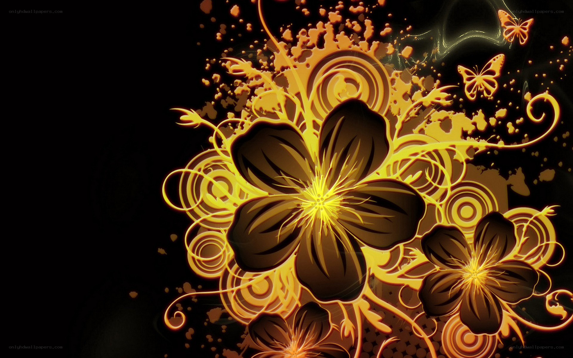floral design with glowing elements