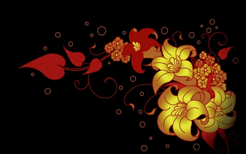 Floral Design with Lilies — Black