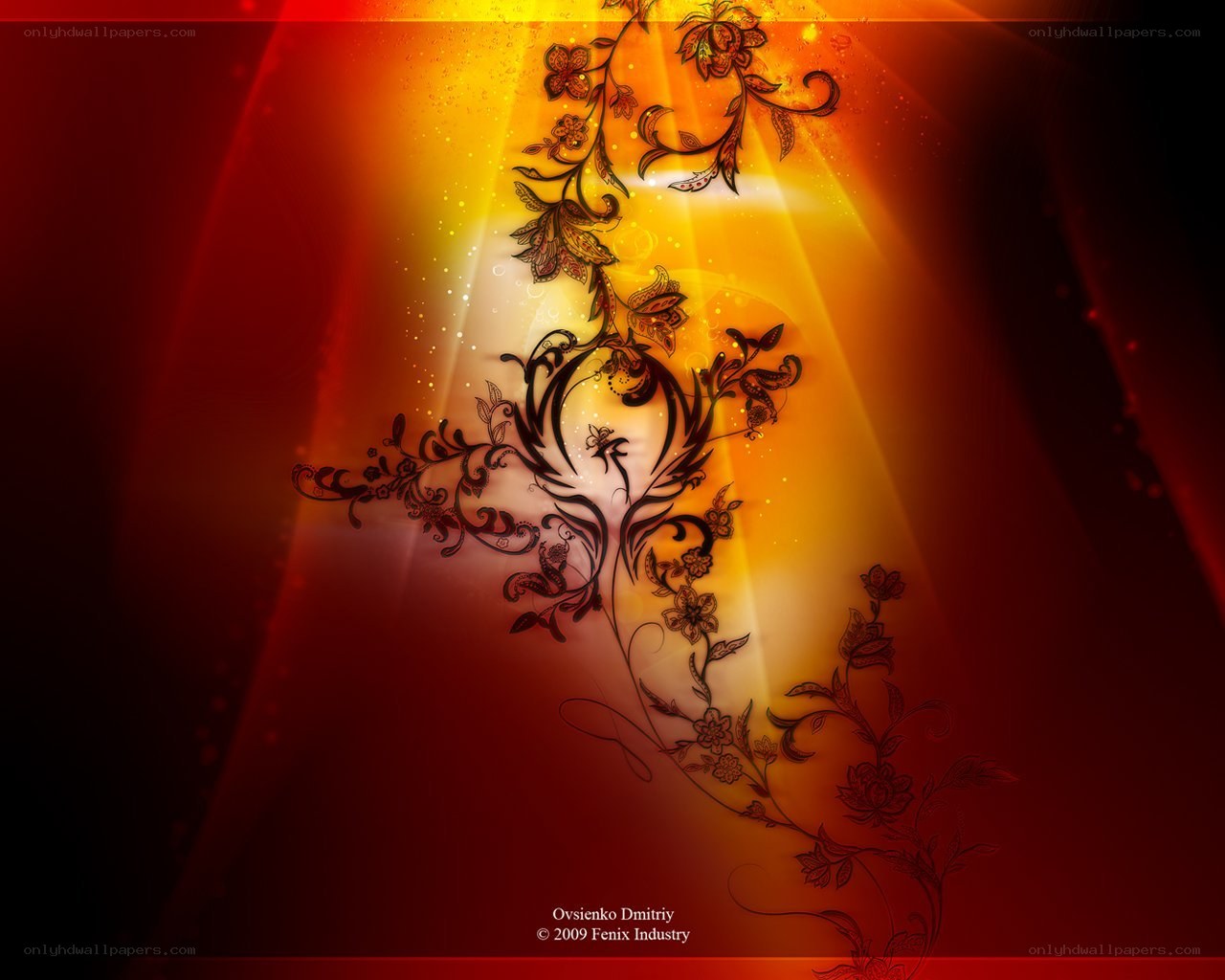 Floral design with radiant light