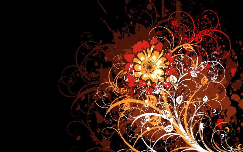 Floral Design with Swirls — Black