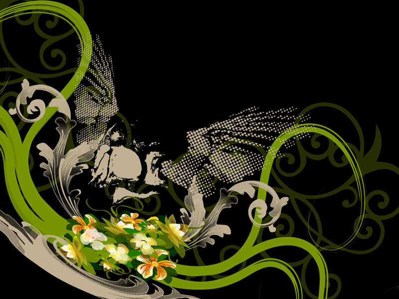 Floral Design with Swirls — Green