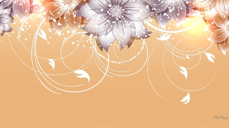 Floral Design with Swirls — Orange