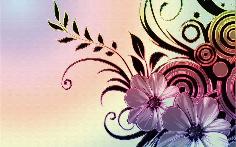 Floral Design with Swirls — Pink, Ornate