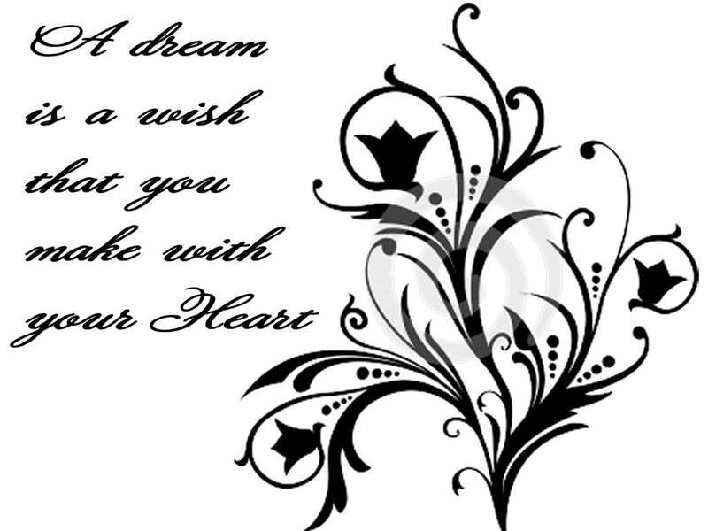 Floral Design with Text — Black