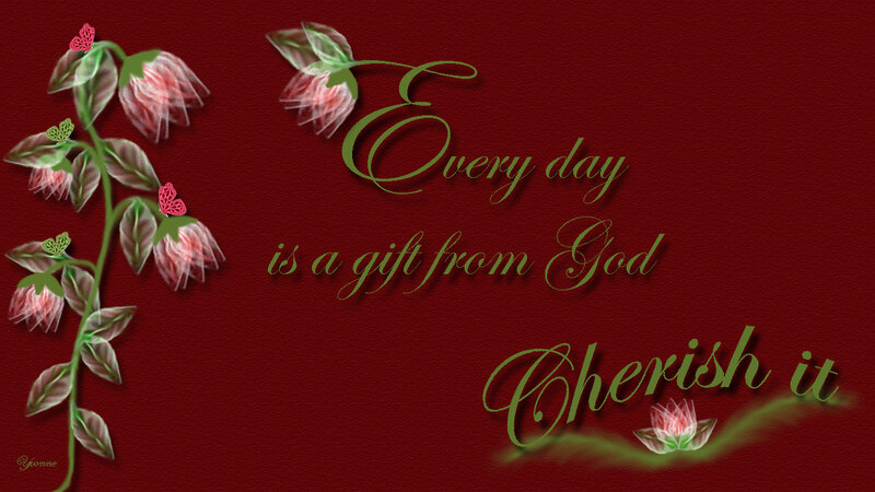 Floral Design with Text — Red