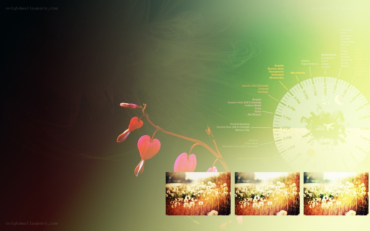 Floral design with time zone graphic