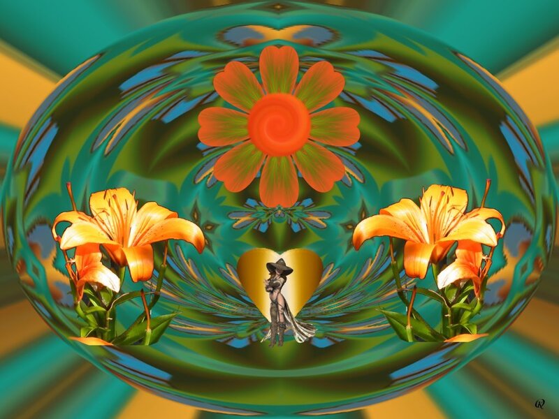 Floral fantasy with woman in heart