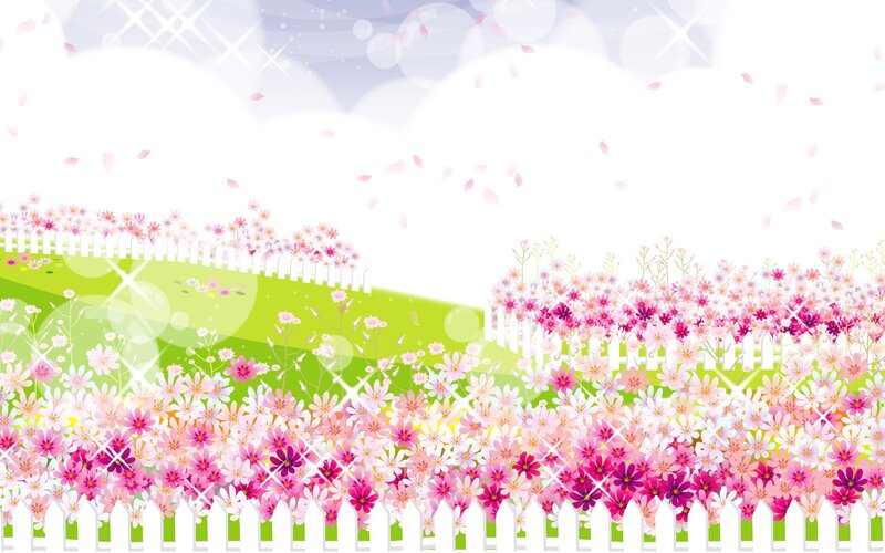 Floral field with white fence