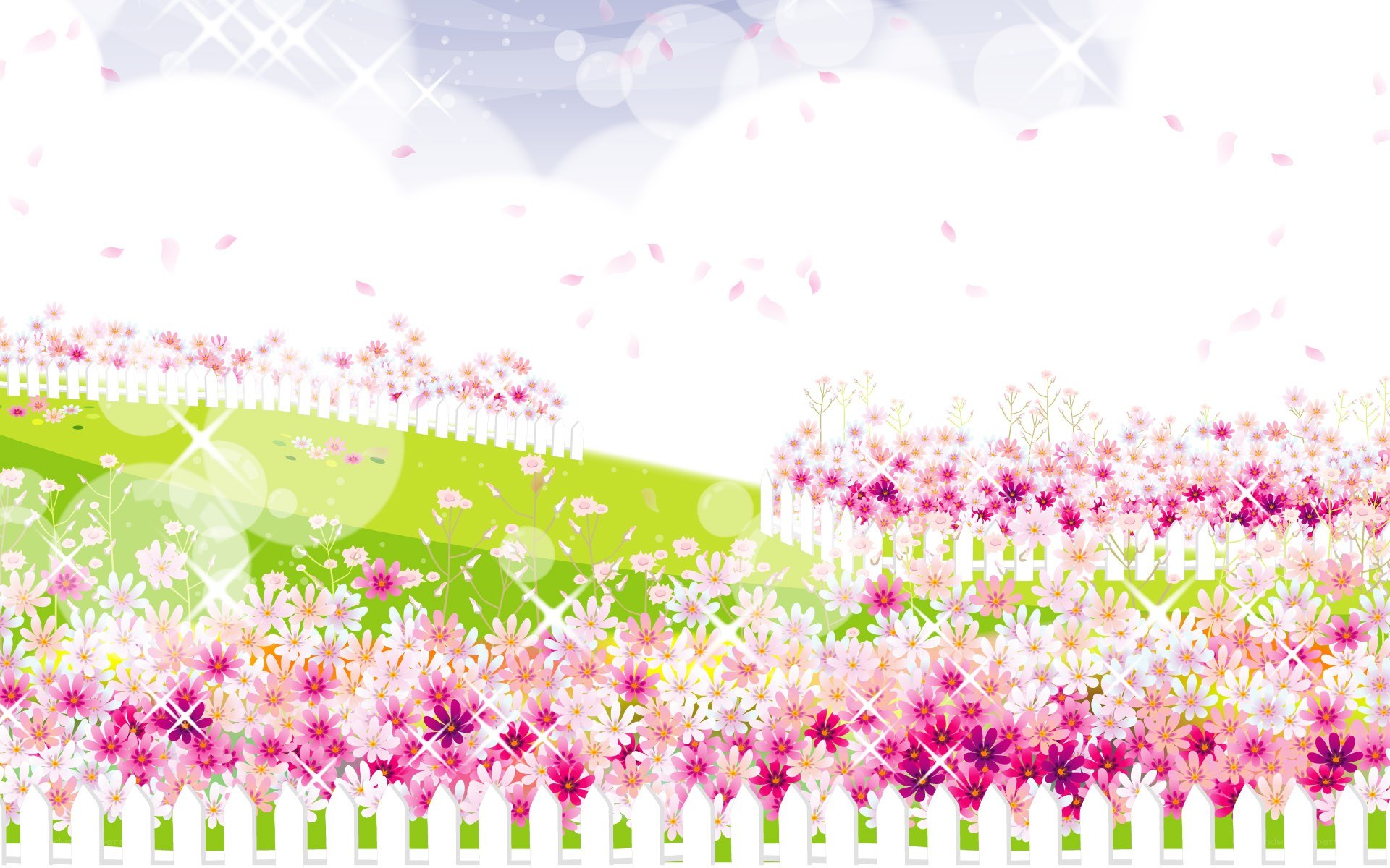 Floral field with white fence