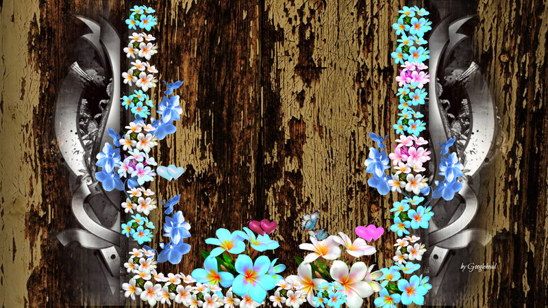 Floral Frame on Wood