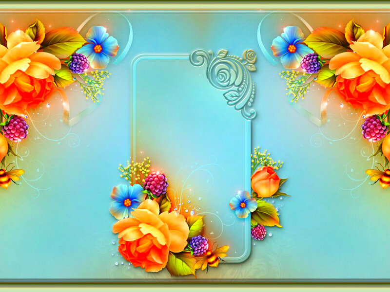 Floral Frame with Berries
