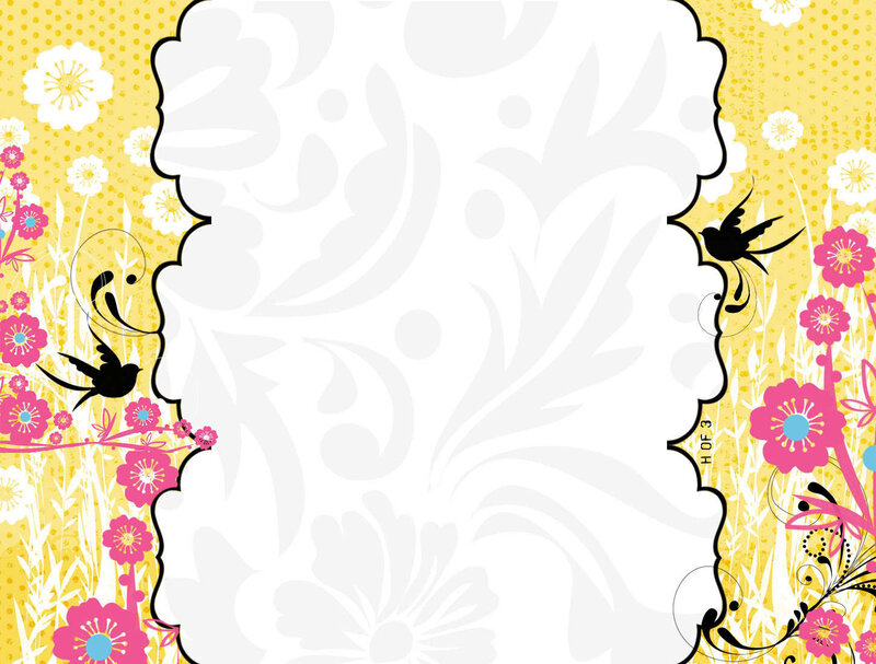 floral frame with birds