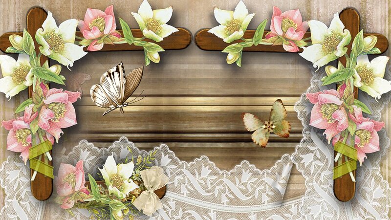 Floral Frame with Butterflies