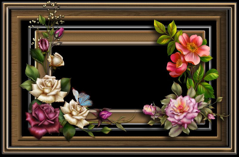 Floral Frame with Butterfly