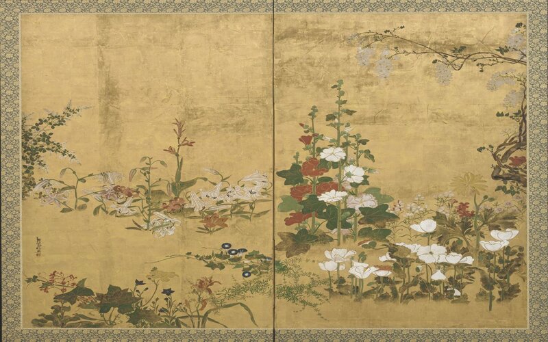 Floral Garden on Gold Leaf