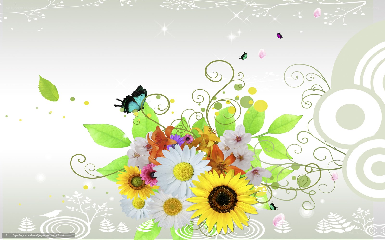 Floral garden with butterflies