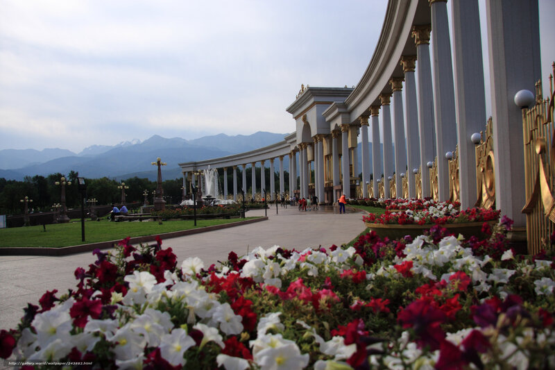 Floral garden with grand colonnade