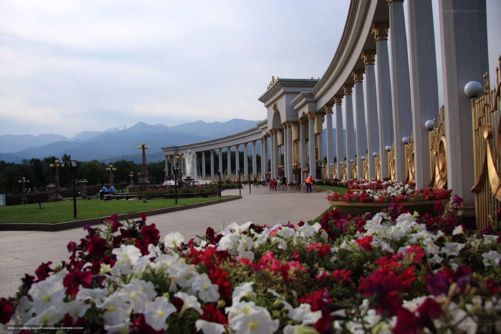 Floral garden with grand colonnade