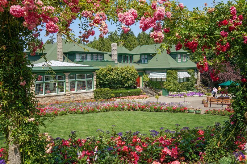 Floral garden with green house
