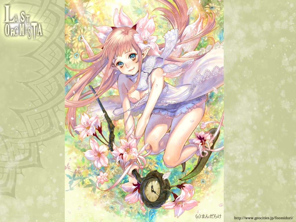 Floral girl with clock