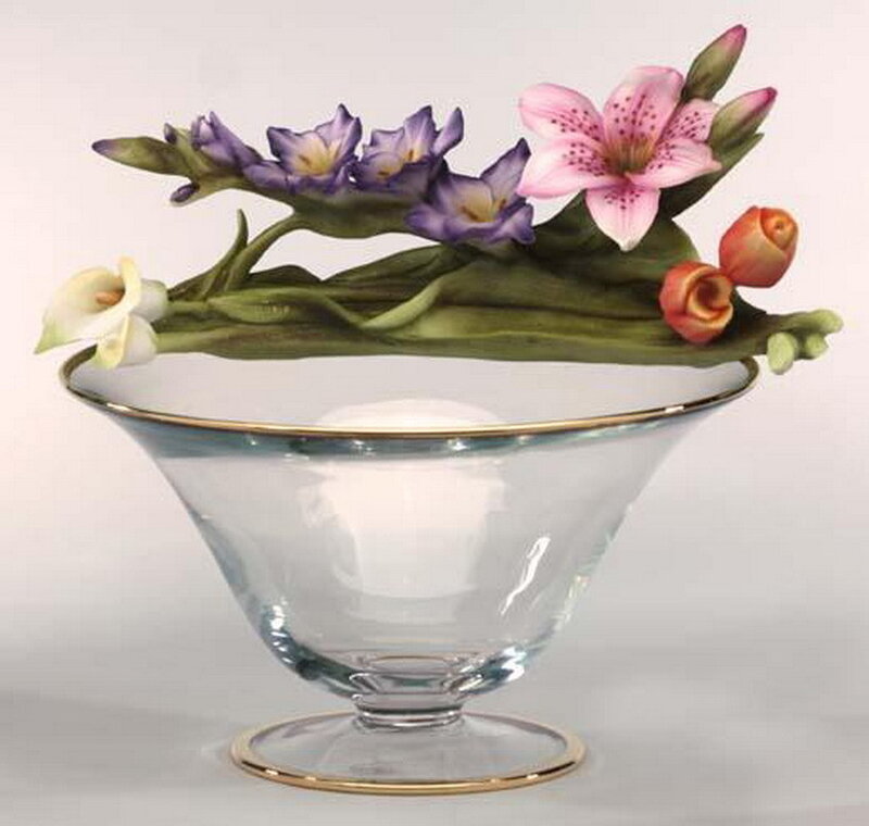 Floral glass bowl centerpiece