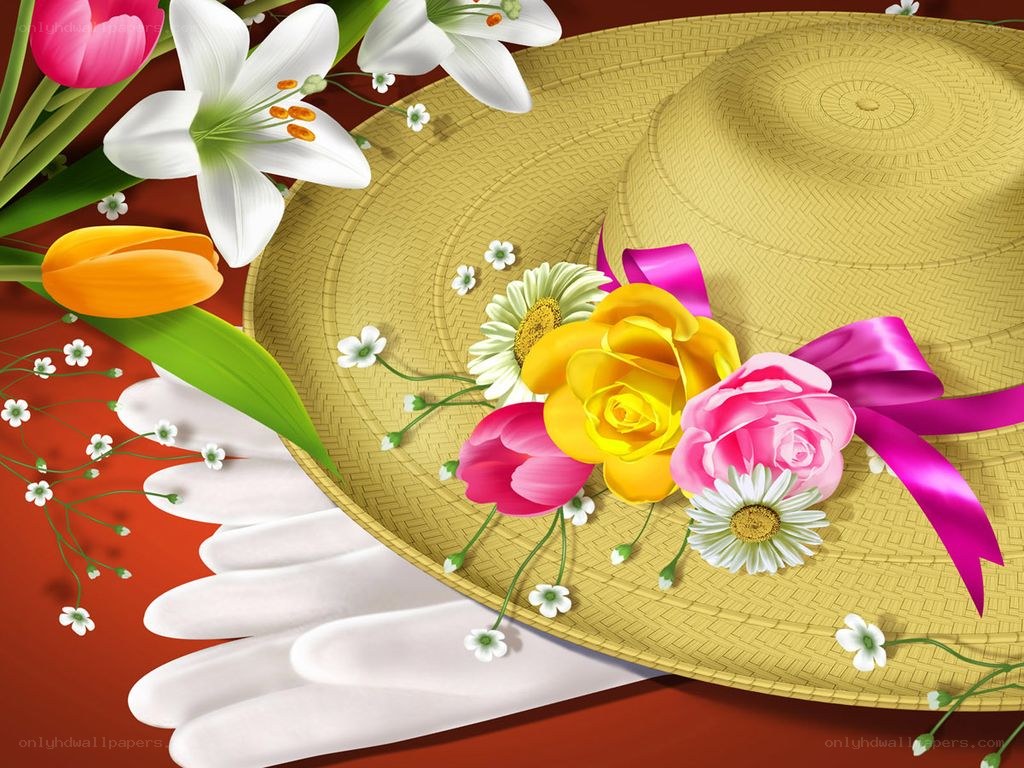 Floral hat with flowers